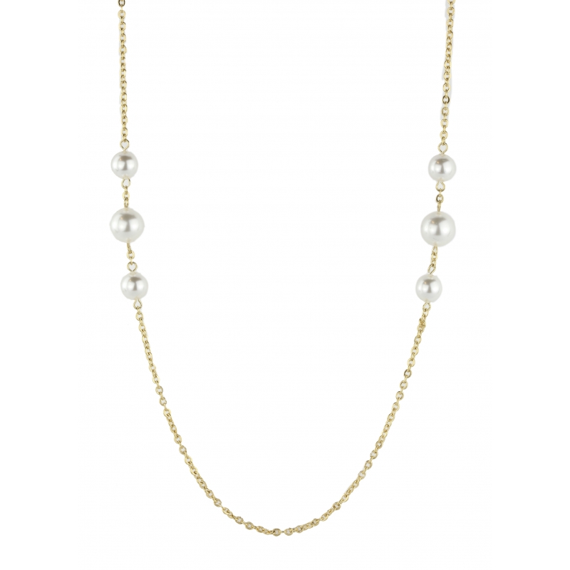 Traveller Ketting 90cm verguld 8/10mm parels