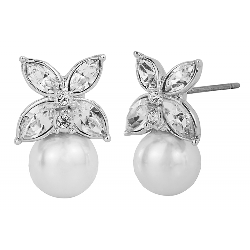 Traveller Oorstekers geplatineerd 8mm parel wit