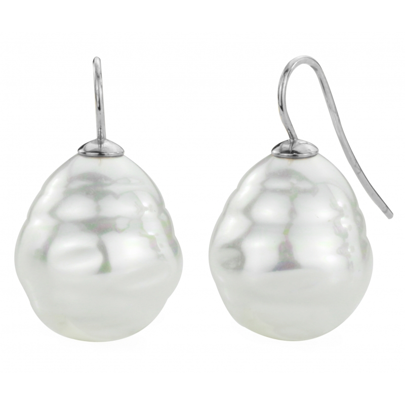 Traveller Oorhangers geplatineerd 17x20mm barok parels wit