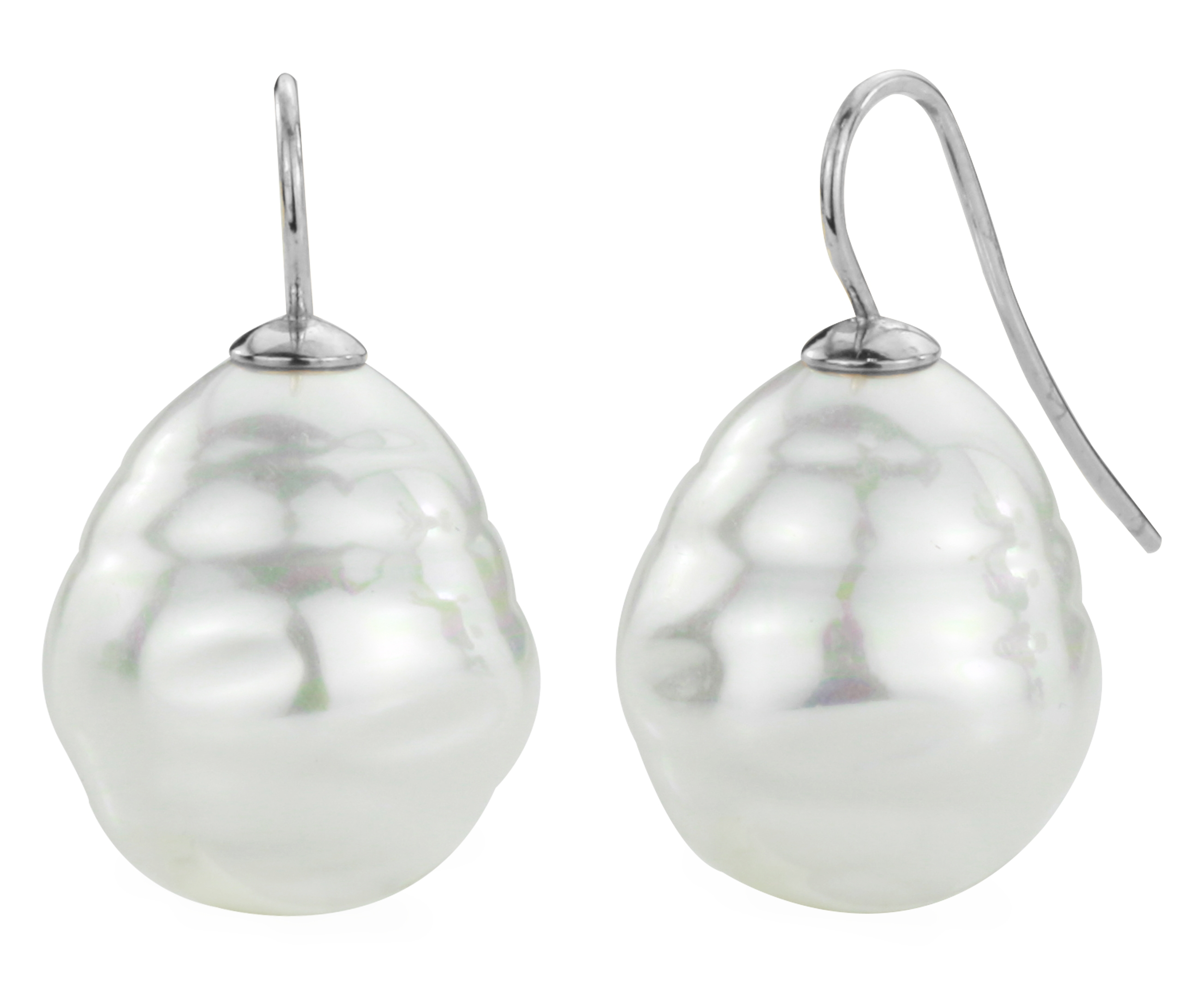 Traveller Oorhangers geplatineerd 17x20mm barok parels wit