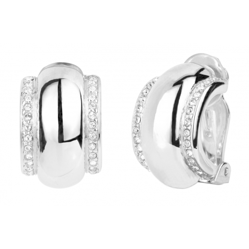 Traveller Oorclips Creoles geplatineerd kristal