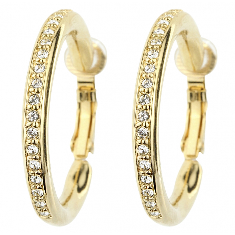 Traveller Oorclips Creoles verguld kristal - 33 mm