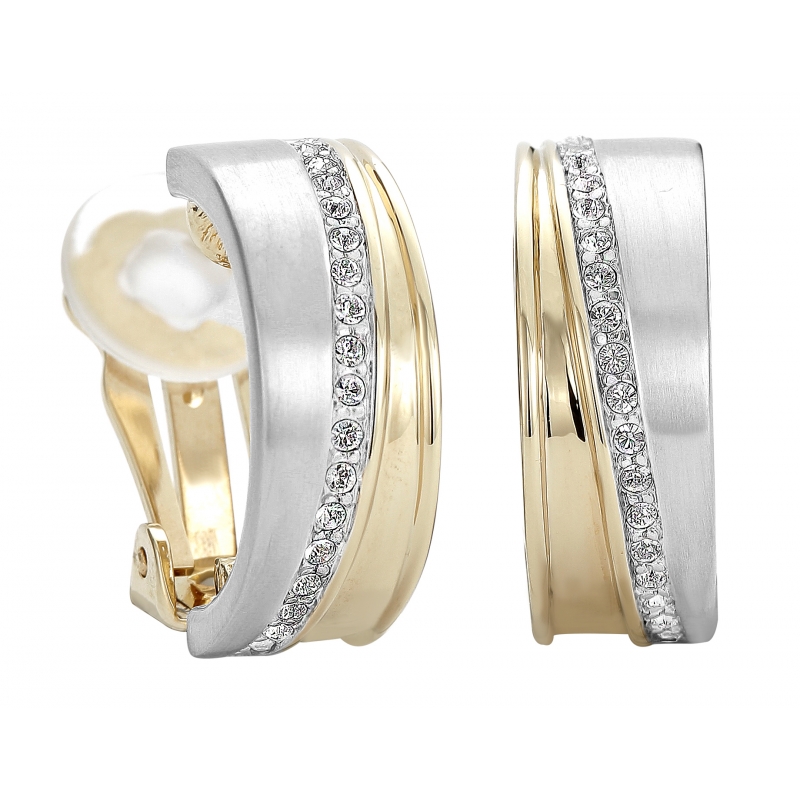 Traveller Oorclips bicolor mat/glanzend kristal