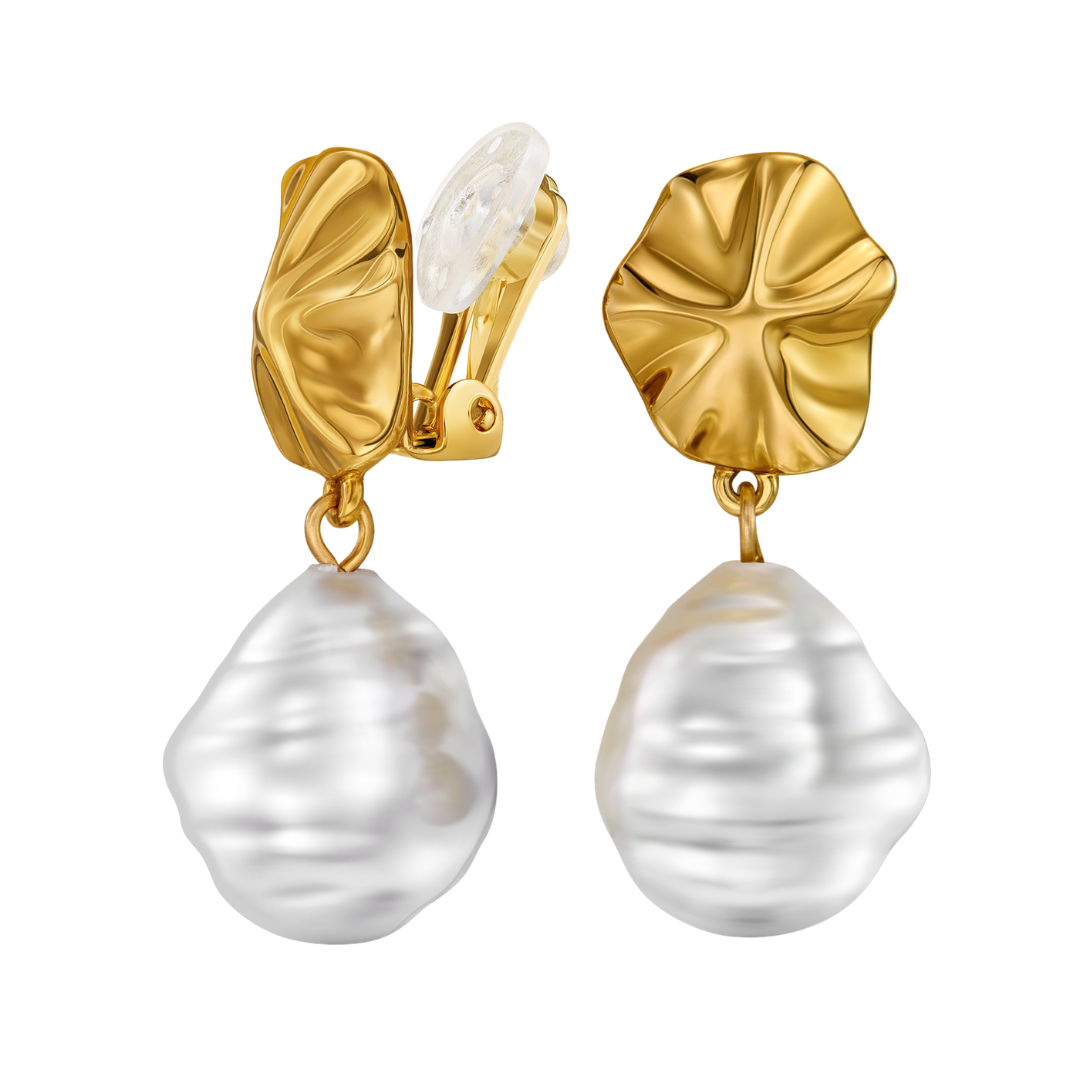 Boucles D'oreilles Pinces Blanches Modèle P12 - Matière Acrylique, Style Rétro (occasion)