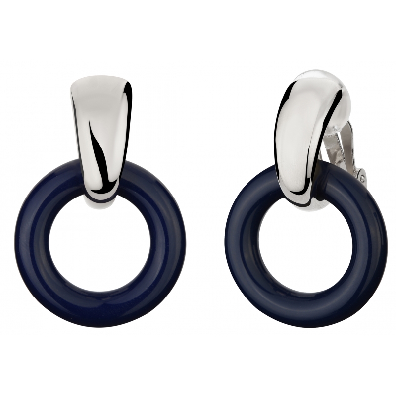 Traveller Oorclips Hanger geplatineerd blauw resin