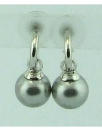 Drop earring rhod 12mm grey