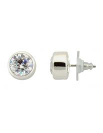 Pierced earrings rhod CZ 8 mm