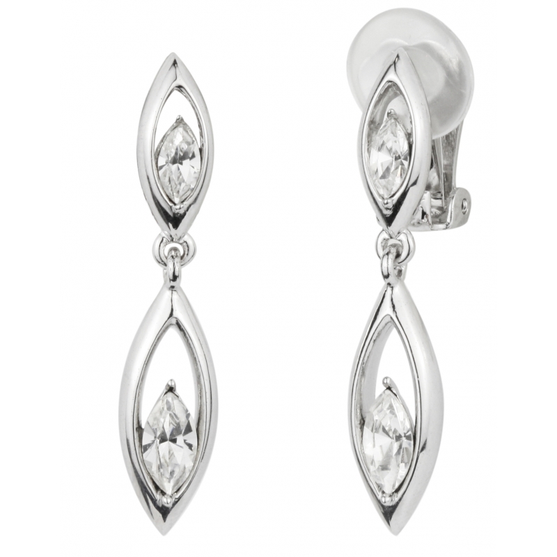 Traveller clip earrings platinum plated - Crystals