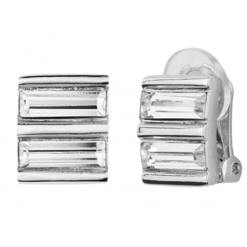 Traveller Oorclips geplatineerd kristal