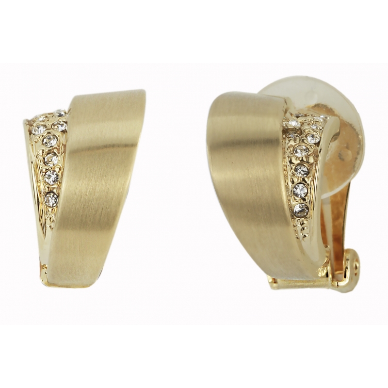 Traveller Oorclips verguld mat kristal