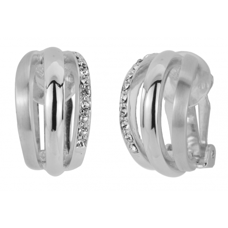 Traveller Oorclips geplatineerd mat kristal