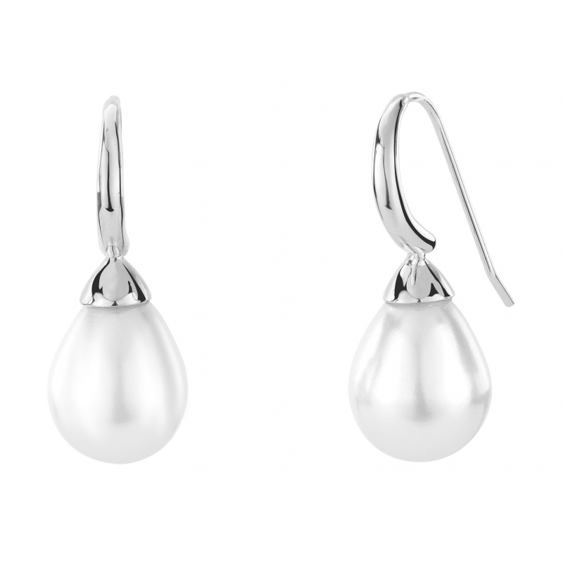 Traveller Oorhangers geplatineeerd 12x15mm parels wit