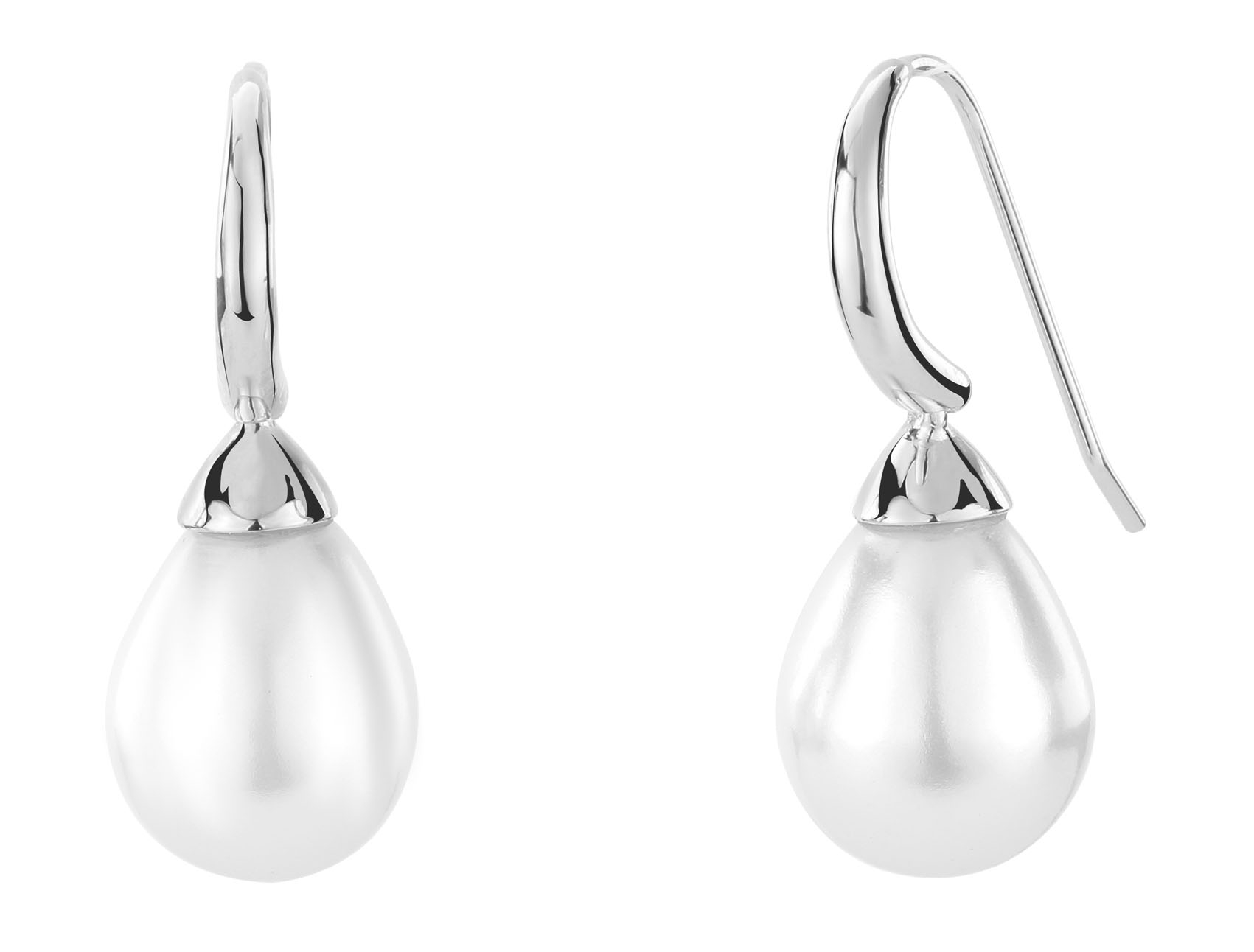 Traveller Oorhangers geplatineeerd 12x15mm parels wit