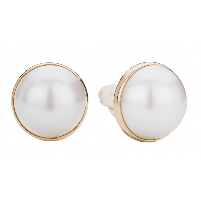 Traveller Oorclips verguld witte 20mm parel