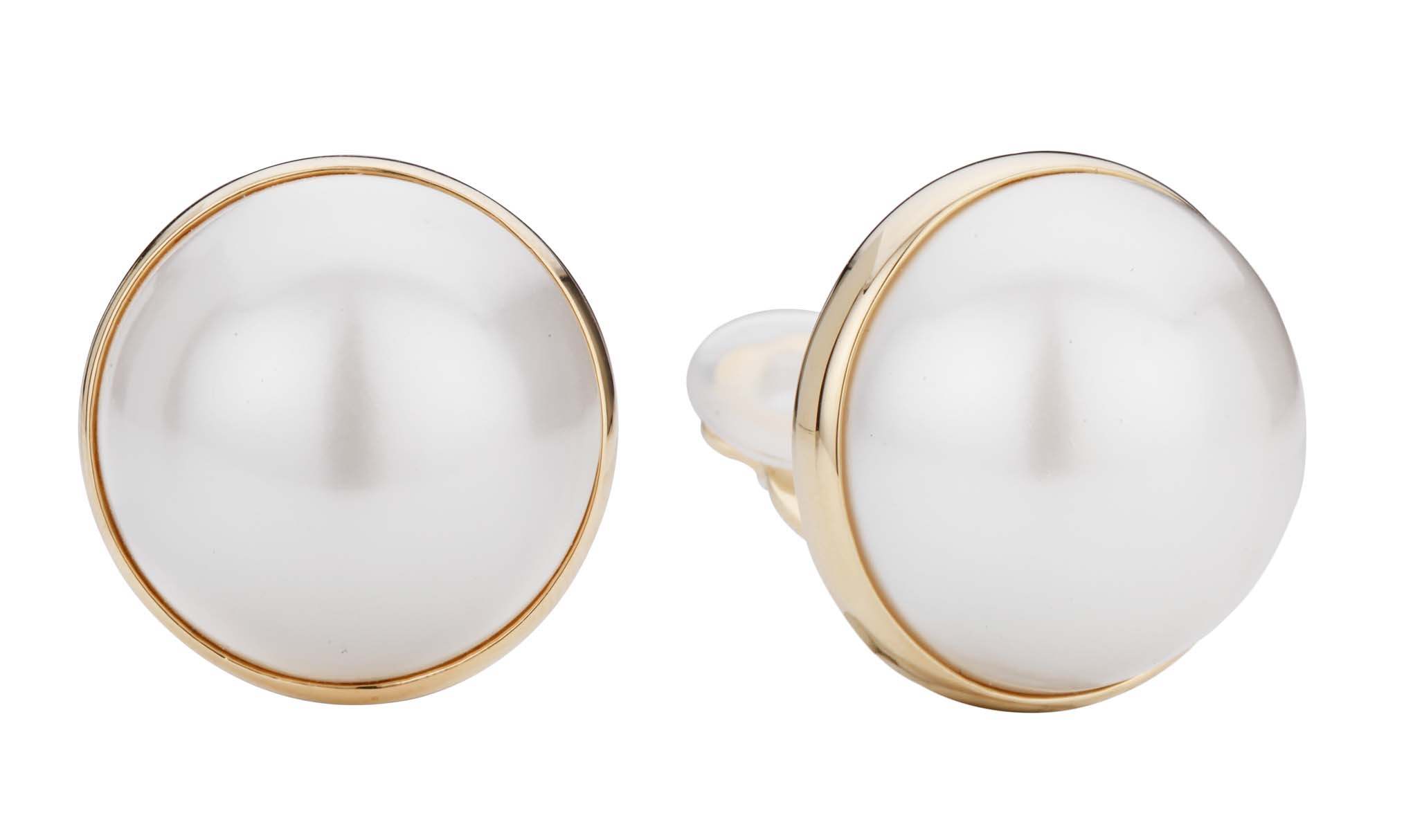 Traveller Oorclips verguld witte 20mm parel