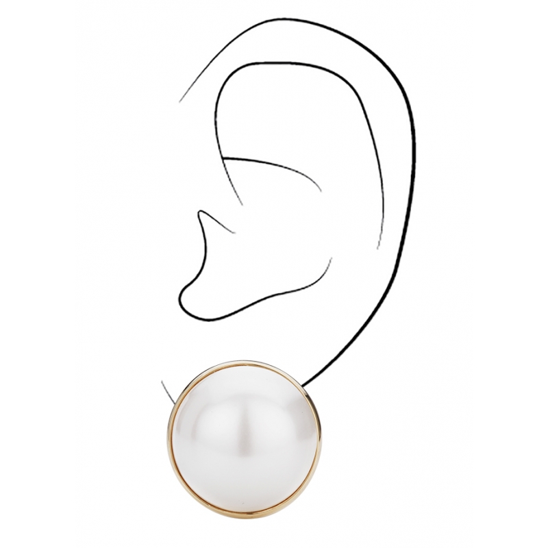 Traveller Oorclips verguld witte 20mm parel