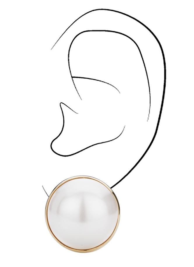 Traveller Oorclips verguld witte 20mm parel