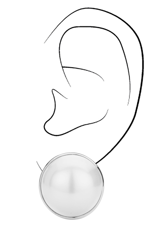 Traveller Oorclips geplatineerd witte 20mm parel