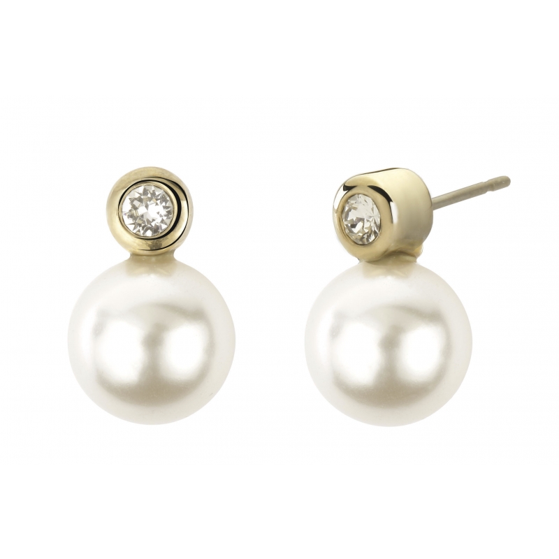 Traveller Oorstekers verguld 10mm parel wit