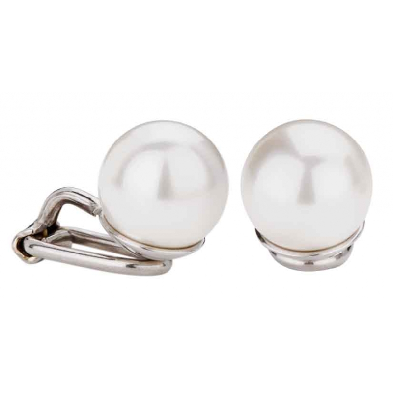 Traveller Oorclips geplatineerd 10mm parel wit