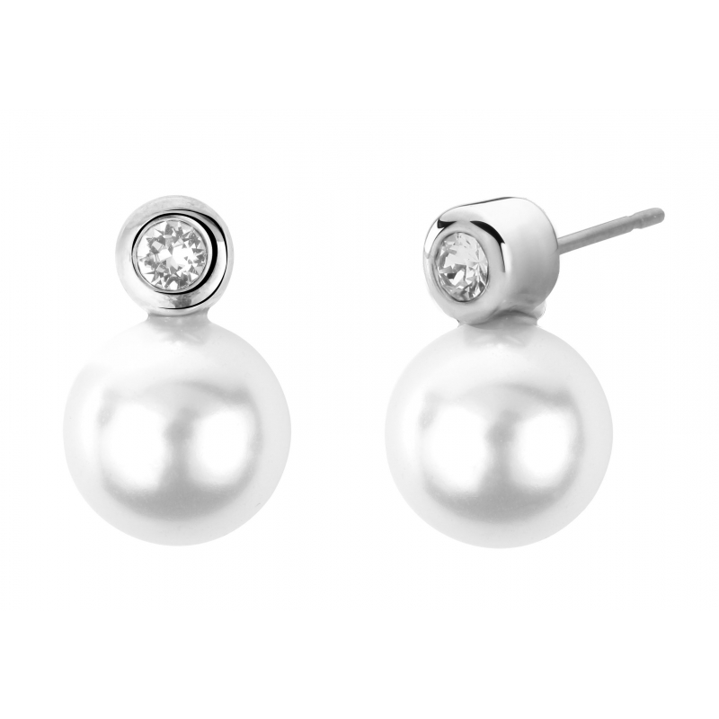 Traveller Oorstekers geplatineerd 10mm parel wit