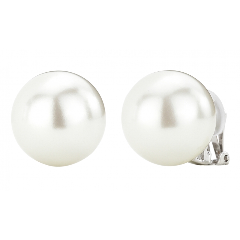 Traveller Oorclips geplatineerd 20mm parel wit