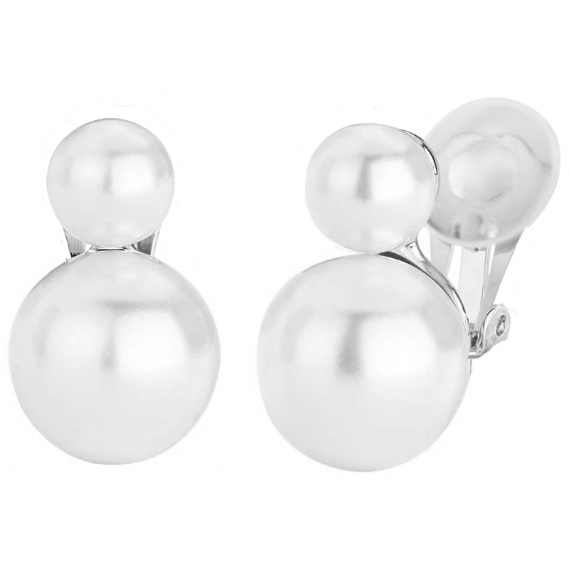 Traveller Oorclips geplatineerd 6/10mm parels wit