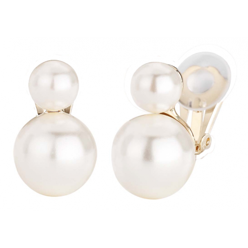 Traveller Oorclips 6/10mm parels crème verguld