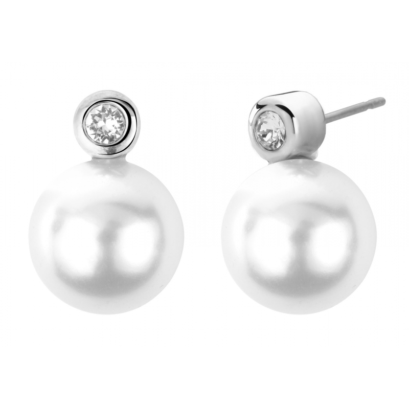 Traveller Oorstekers geplatineerd 12mm parel wit