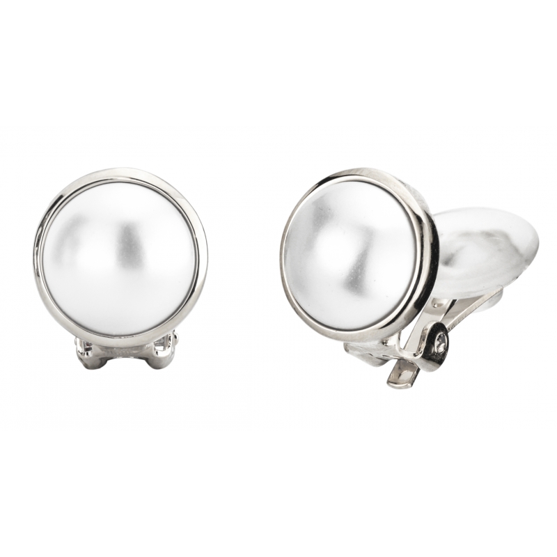 Traveller Oorclips geplatineerd 10mm parels wit