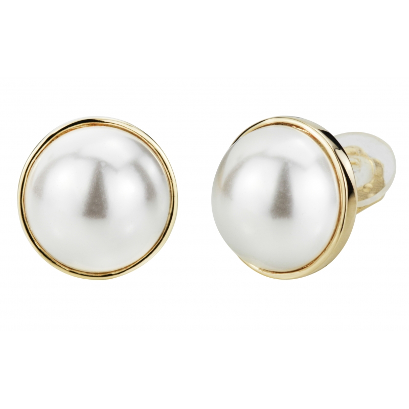 Traveller Oorclips Hanger verguld 16mm parels wit