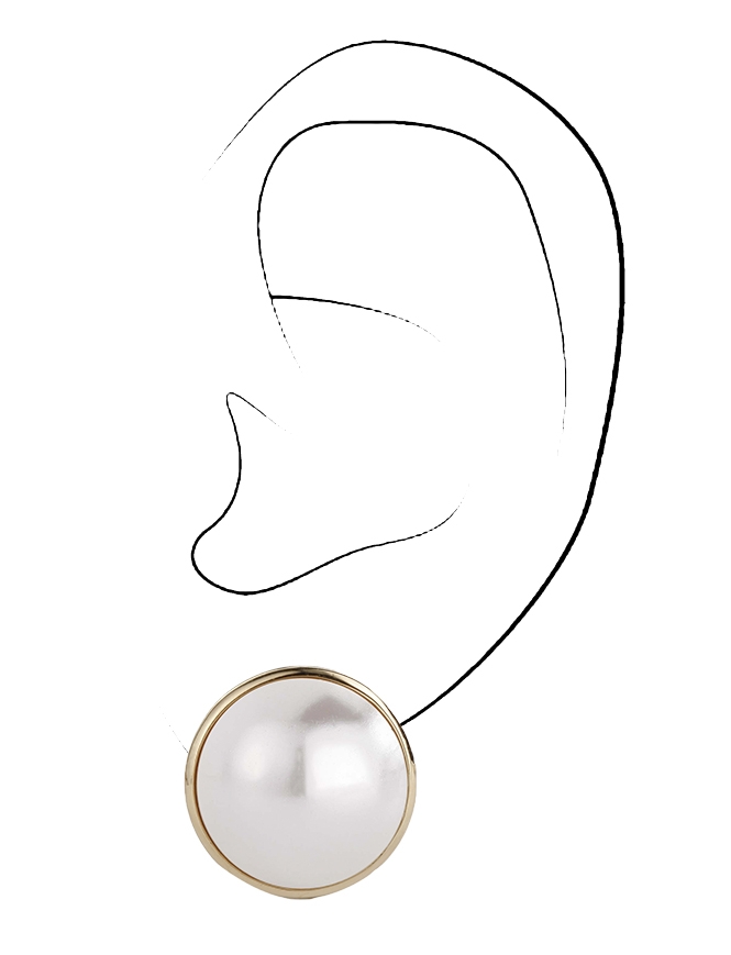 Traveller Oorclips Hanger verguld 16mm parels wit