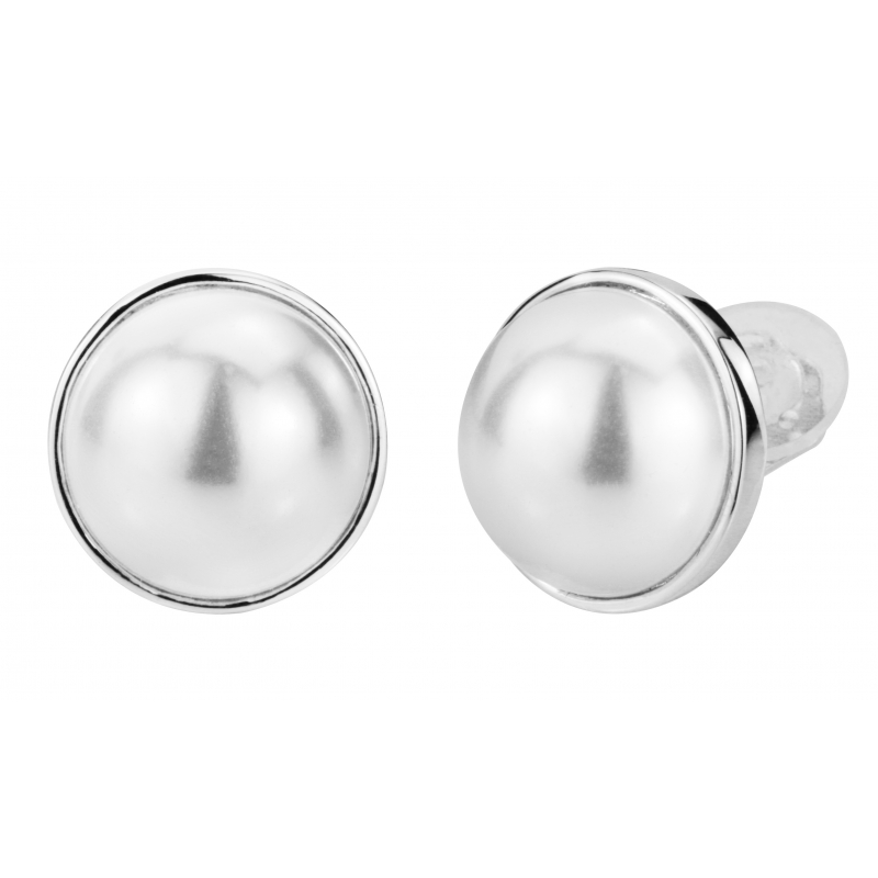 Traveller Oorclips geplatineerd 16mm parels wit