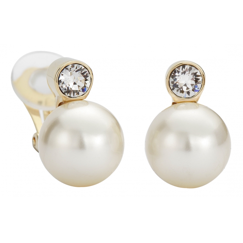 Traveller Oorclips verguld 12mm parels crème